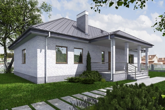 Rg5510 - Проект индивидуального одноэтажного жилого дома с террасой