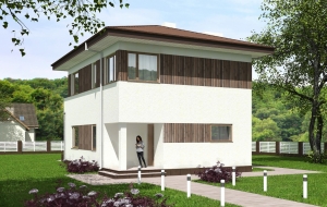 Проект индивидуального двухэтажного жилого дома с балконом Rg5543