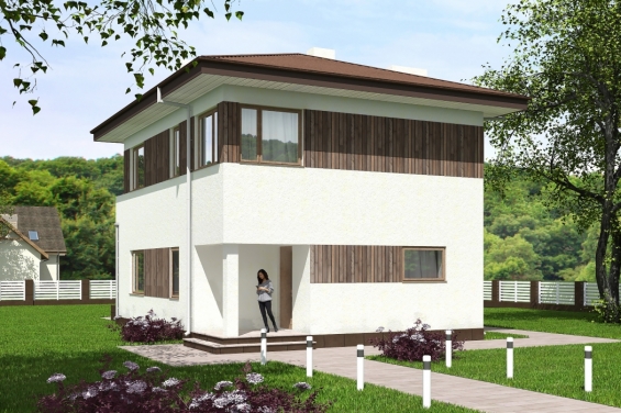 Rg5543 - Проект индивидуального двухэтажного жилого дома с балконом