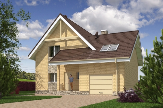 Rg5552 - Проект одноэтажного дома с мансардой