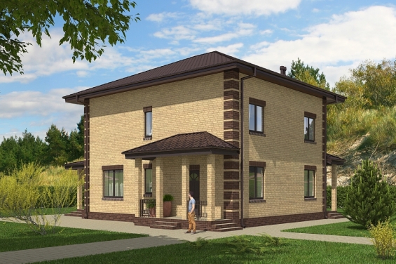 Rg5593 - Проект двухэтажного дома с чердаком и террасой