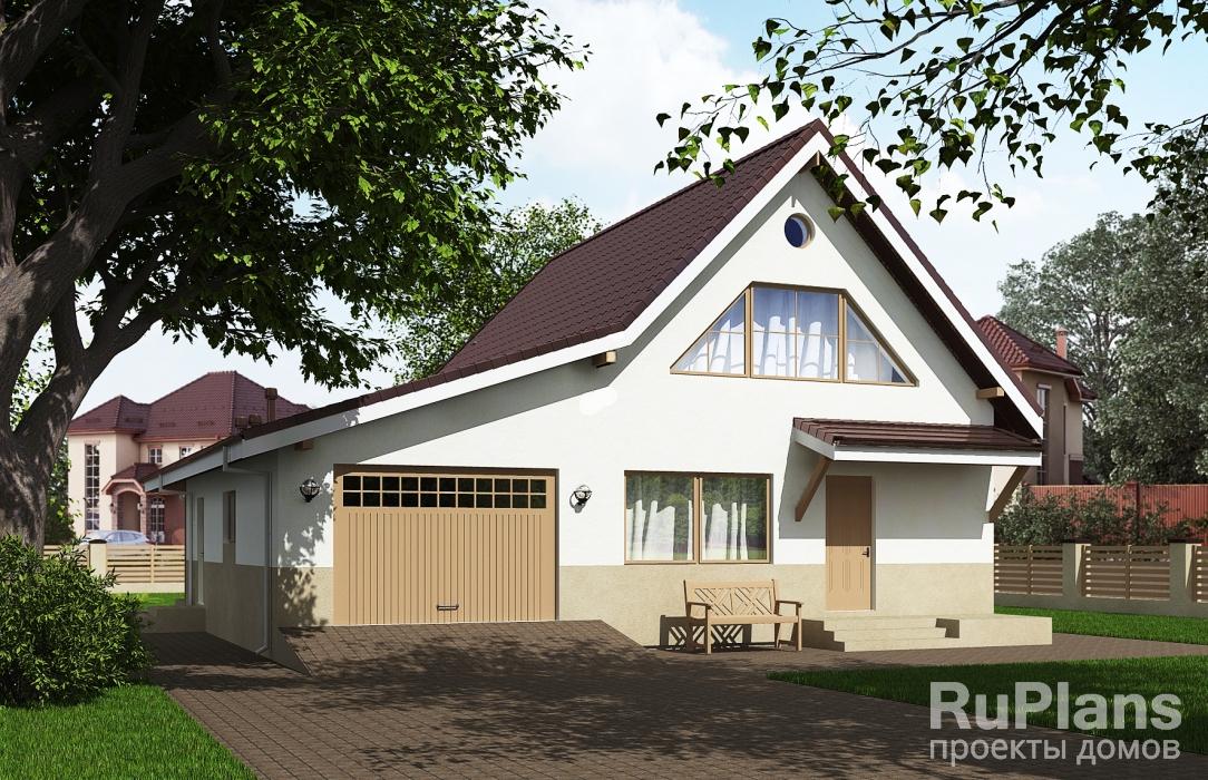 Одноэтажный дом с террасой и мансардой Rg5736 - Вид1