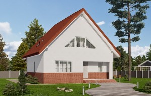 Одноэтажный дом с мансардой и террасой Rg5909