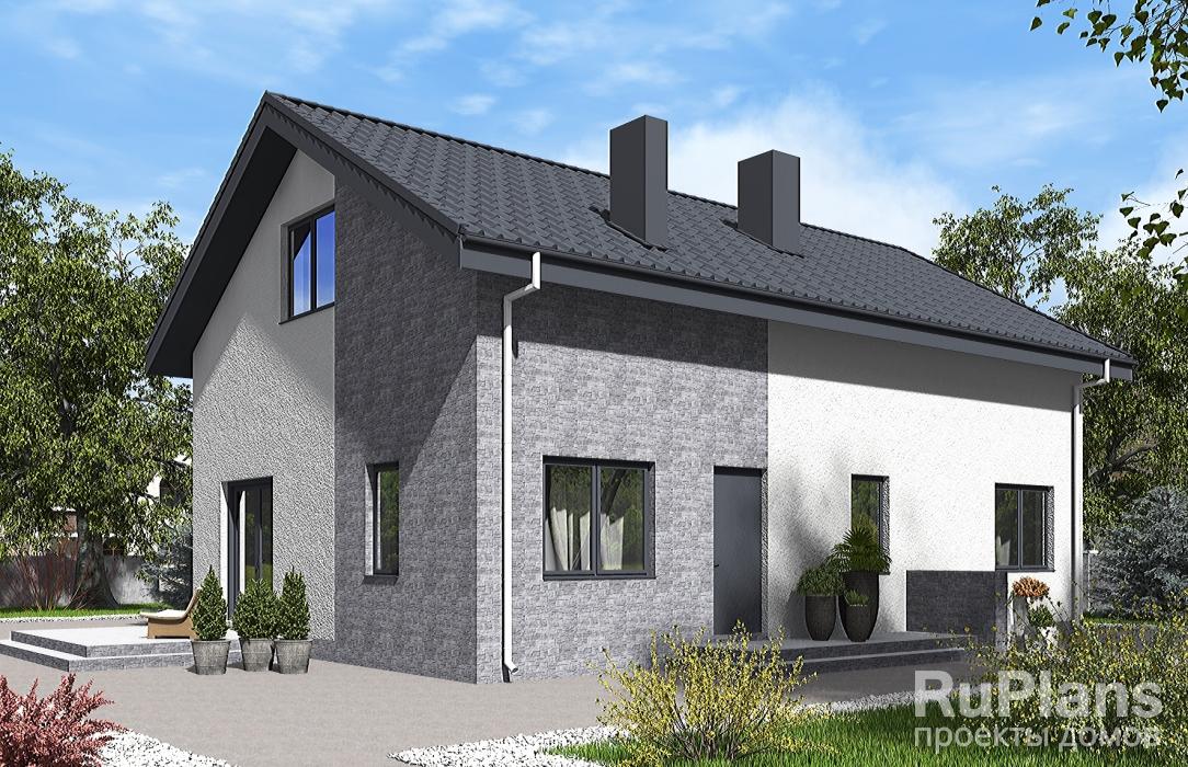 Одноэтажный дом с мансардой и террасой Rg6013z (Зеркальная версия) - Вид1