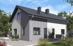 Одноэтажный дом с мансардой и террасой Rg6013
