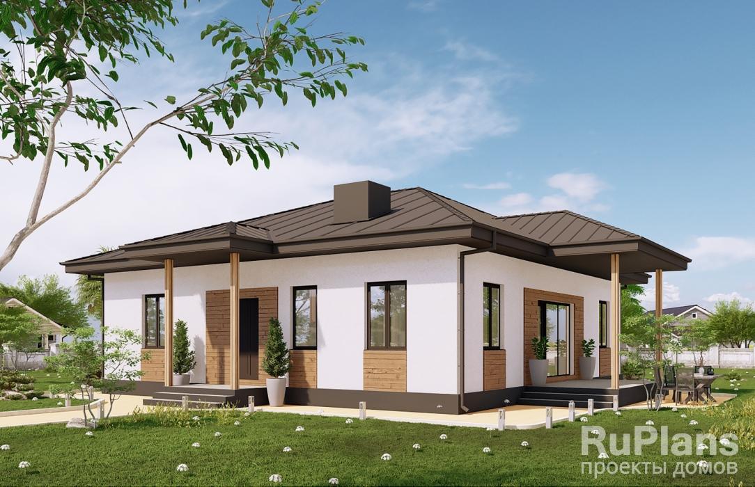 Rg6179 - Одноэтажный дом с террасой, 3 спальнями, крыльцом и террасой
