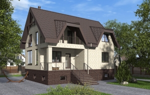 Одноэтажный дом с подвалом, мансардой, балконом и вторым светом Rg6189