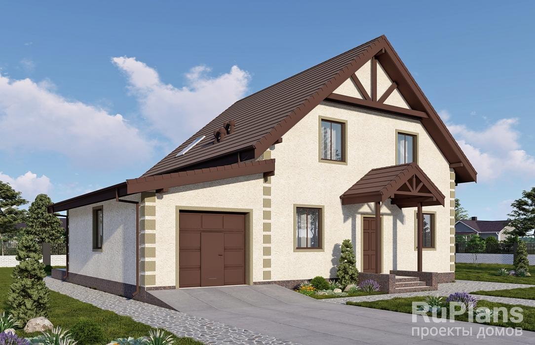 Одноэтажный дом с мансардой, гаражом и тремя спальнями Rg6215z (Зеркальная версия) - Вид1