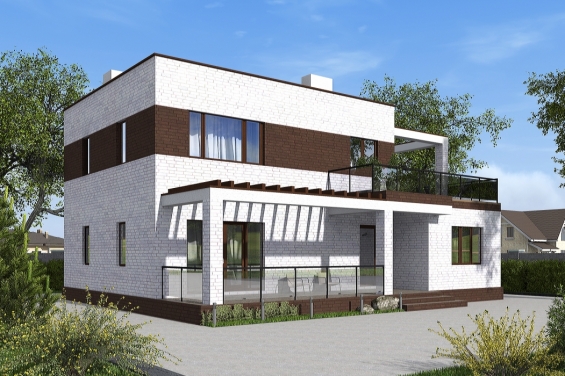 Rg6237 - Двухэтажный жилой дом с террасой, балконом и двумя каминами