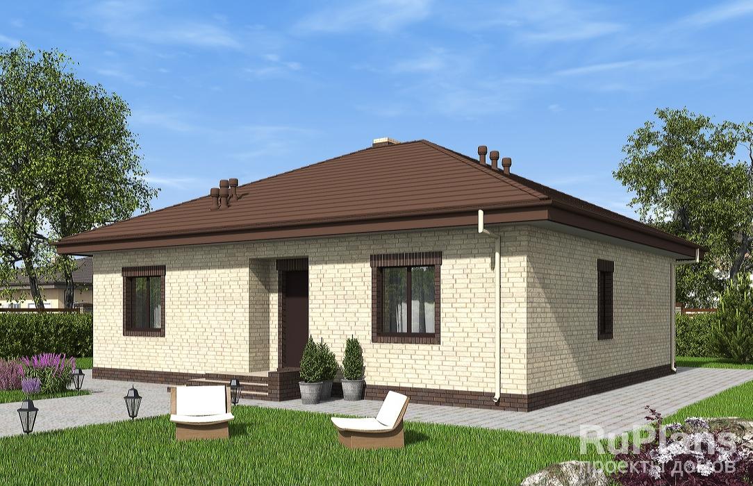 Одноэтажный дом с террасой и камином Rg6255 - Вид1