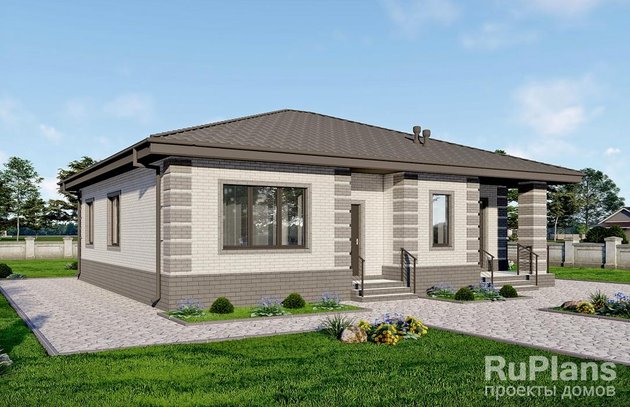 Одноэтажный дом с большой кухней-гостиной и двумя спальнями Rg6402 - Вид1