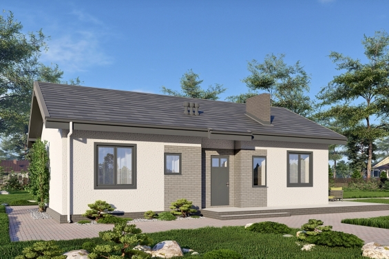 Rg6484 - Одноэтажный дом с тремя спальнями и террасой