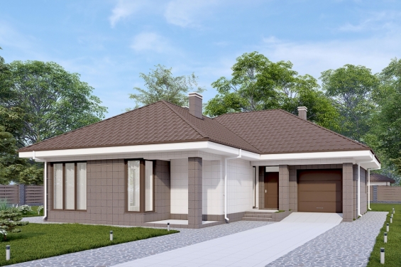 Rg6513 - Одноэтажный дом с подвалом, гаражом и тремя спальнями