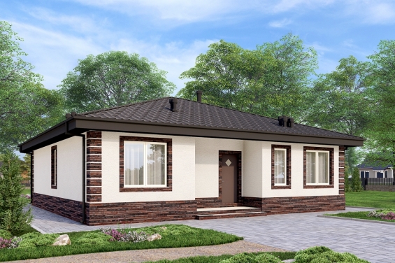 Rg6525 - Одноэтажный дом террасой и тремя спальнями