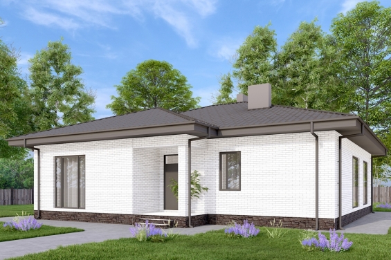 Rg6587 - Одноэтажный дом с тремя спальнями и отделкой сайдингом